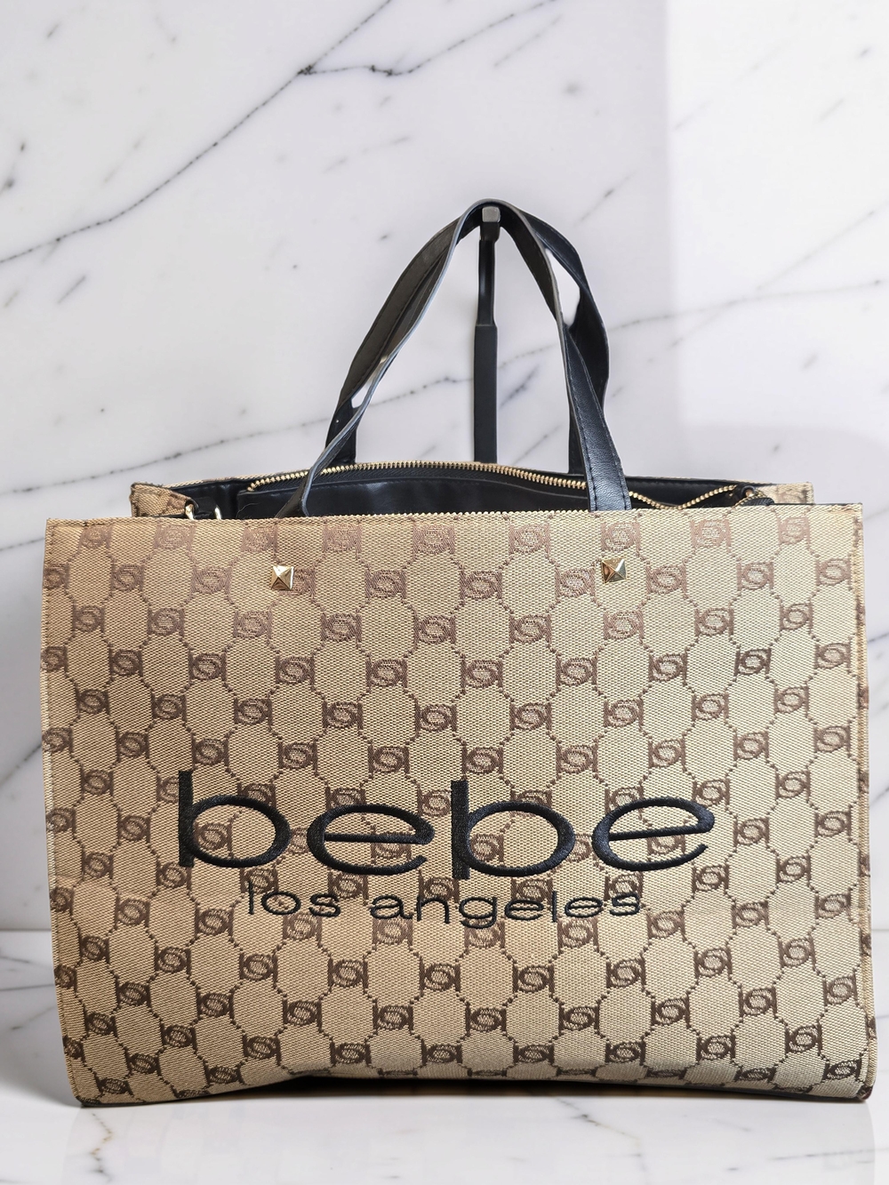 Bebe Tutulla Monogram Jacquard Tote Bag NWT - Picture 1 of 6